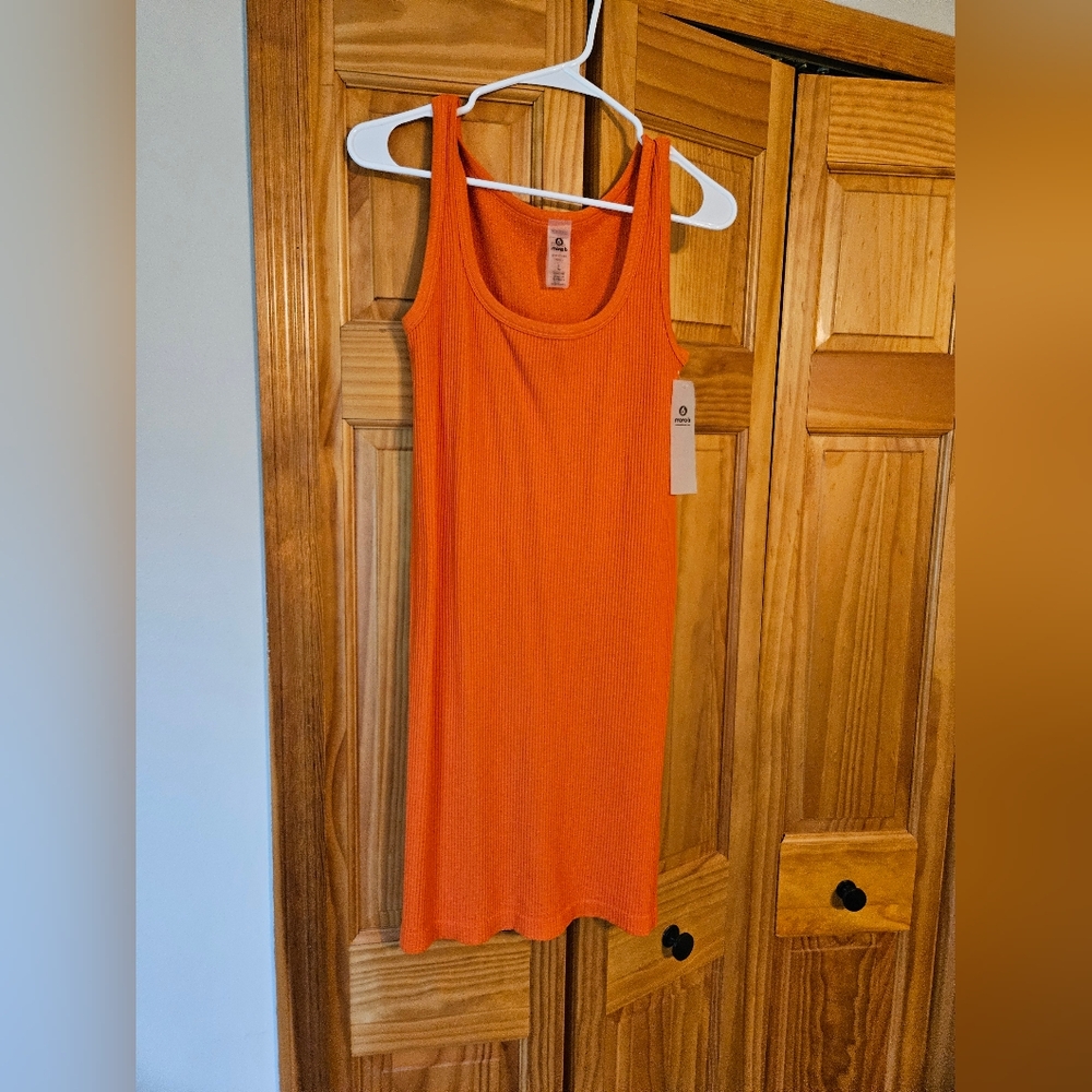 Mono B orange ribbed mini dress NWT Large